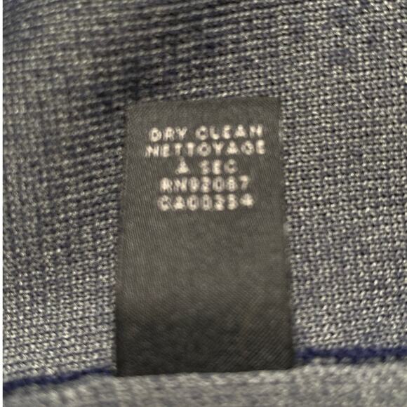 Saks Fifth Avenue Mens Navy Quarter Zip Merino Wool Blend Sweater - Picture 8 of 12